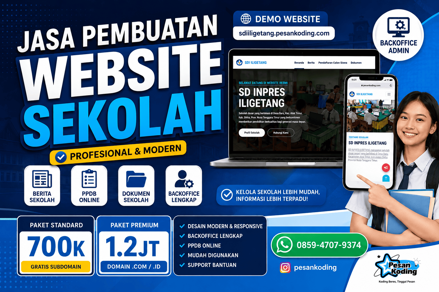 Jasa Pembuatan Website Sekolah Profesional + Backoffice PPDB Online